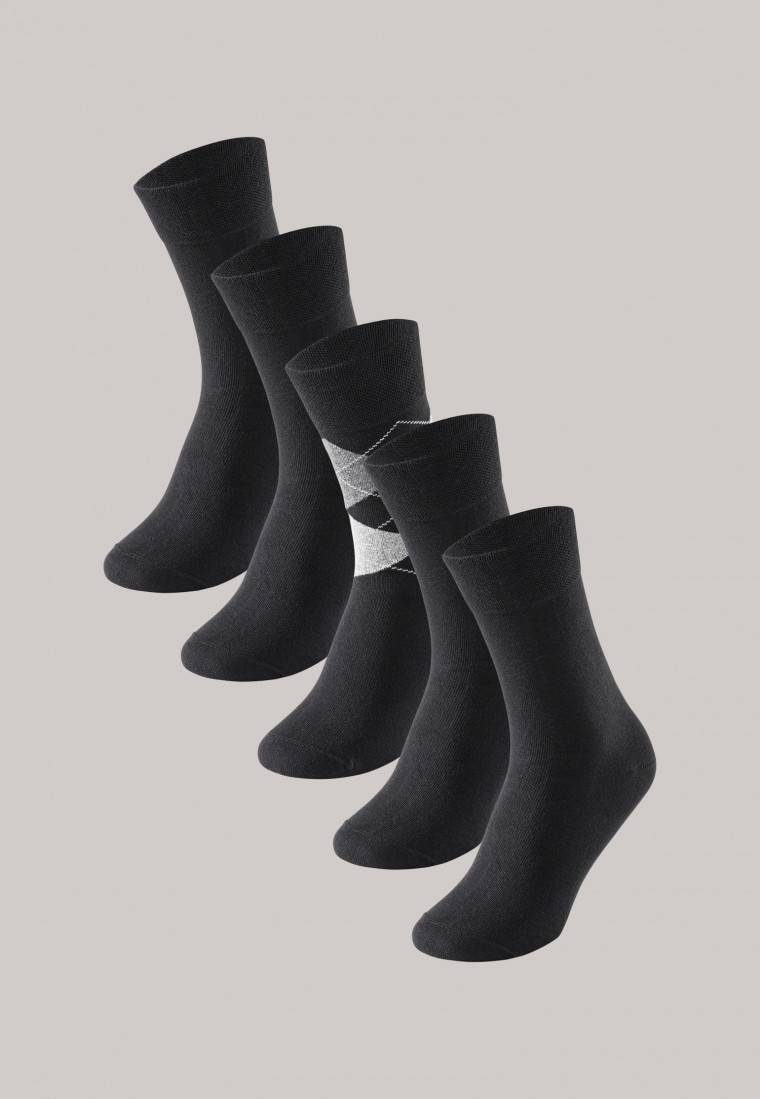 Schiesser Herrensocken 5er-Pack stay fresh Rauten schwarz - Bluebird Im Verkauf