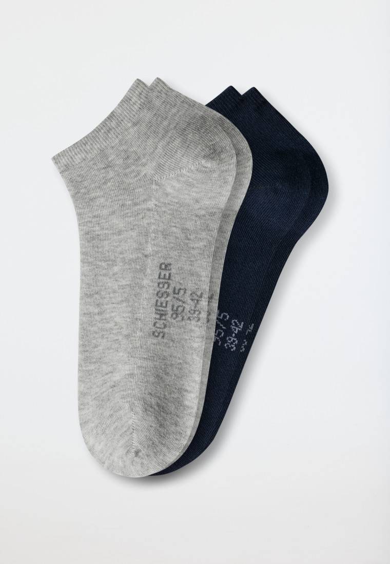 Schiesser Herrensneaker 2er-Pack Organic Cotton grau-meliert/dunkelblau - 95/5 Auslauf