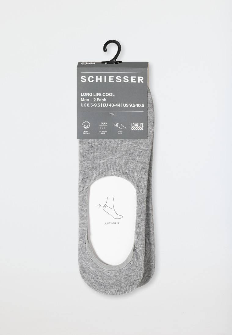 Schiesser Inshoe-Herrensocken 2er-Pack silbergrau meliert - Long Life Cool im Angebot