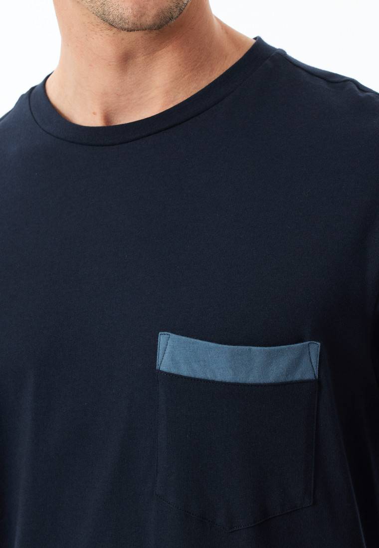 Schiesser Schlafanzug lang Organic Cotton Karos nachtblau - Comfort Nightwear Blitzverkäufe