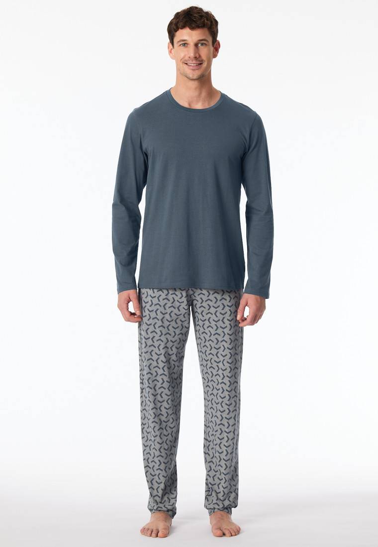 Schiesser Schlafanzug lang jeansblau - Casual Essentials Rabatt