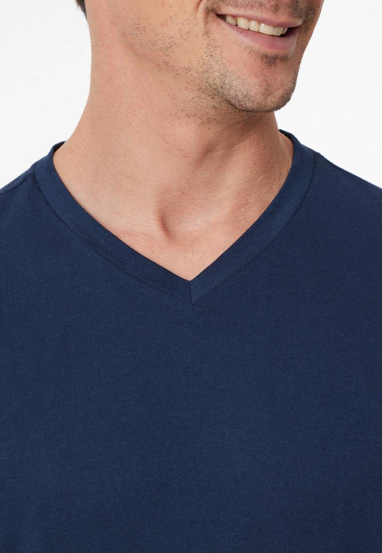 Schiesser Schlafanzug lang V-Ausschnitt admiral - Casual Essentials Großer Ausverkauf