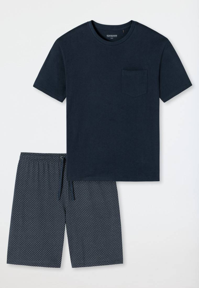 Schiesser Schlafanzug kurz Jersey blau - Ebony Flash Sale