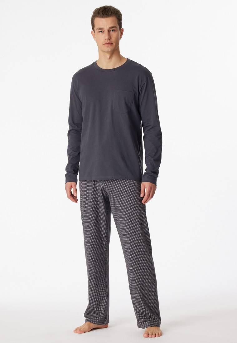 Schiesser Schlafanzug lang Jersey anthrazit - Ebony Osterangebot