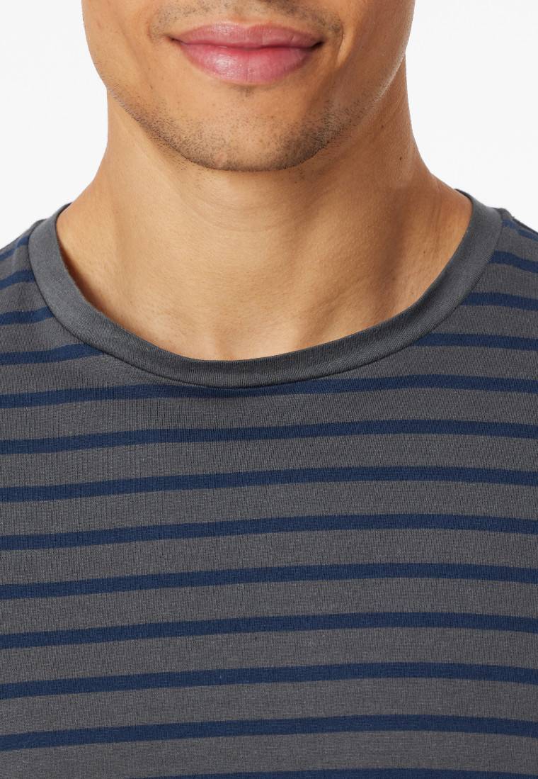 Schiesser Schlafanzug lang Streifen anthrazit - Casual Essentials Neueste Mode