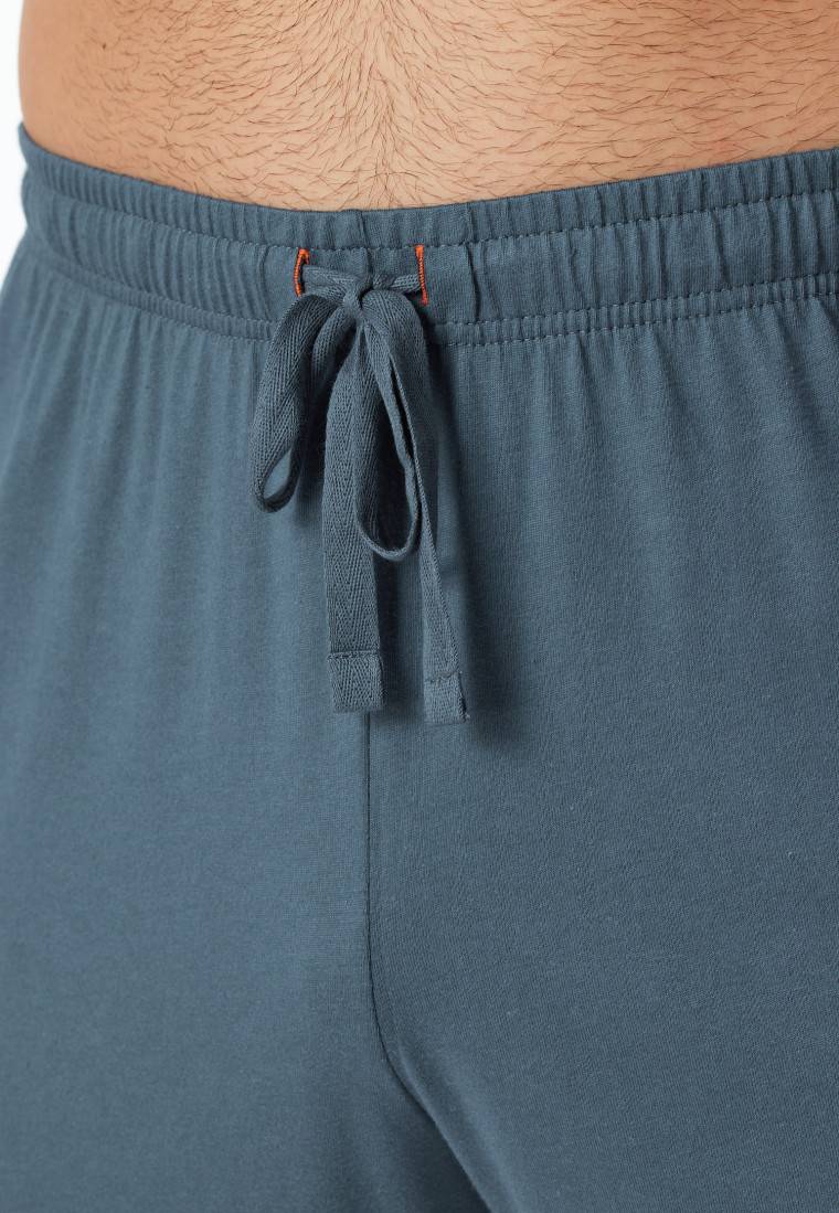 Schiesser Schlafanzug lang Streifen jeansblau - Casual Nightwear Online Outlet