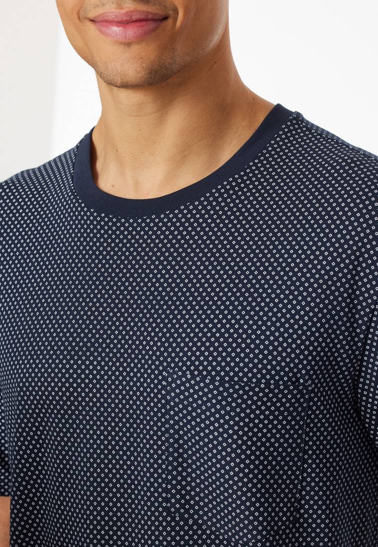 Schiesser Schlafanzug kurz nachtblau gemustert - Comfort Essentials Exklusive Angebote