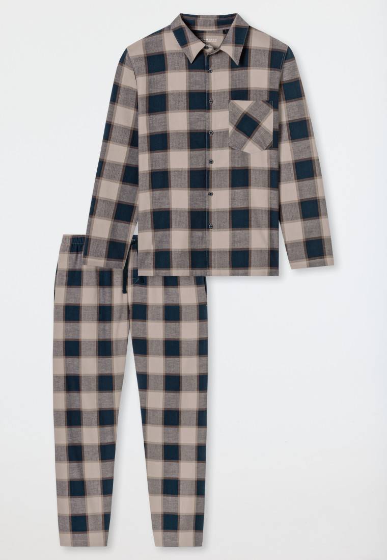 Schiesser Pyjama Webware Flanell natur kariert - Selected Premium Warming Große Rabatte