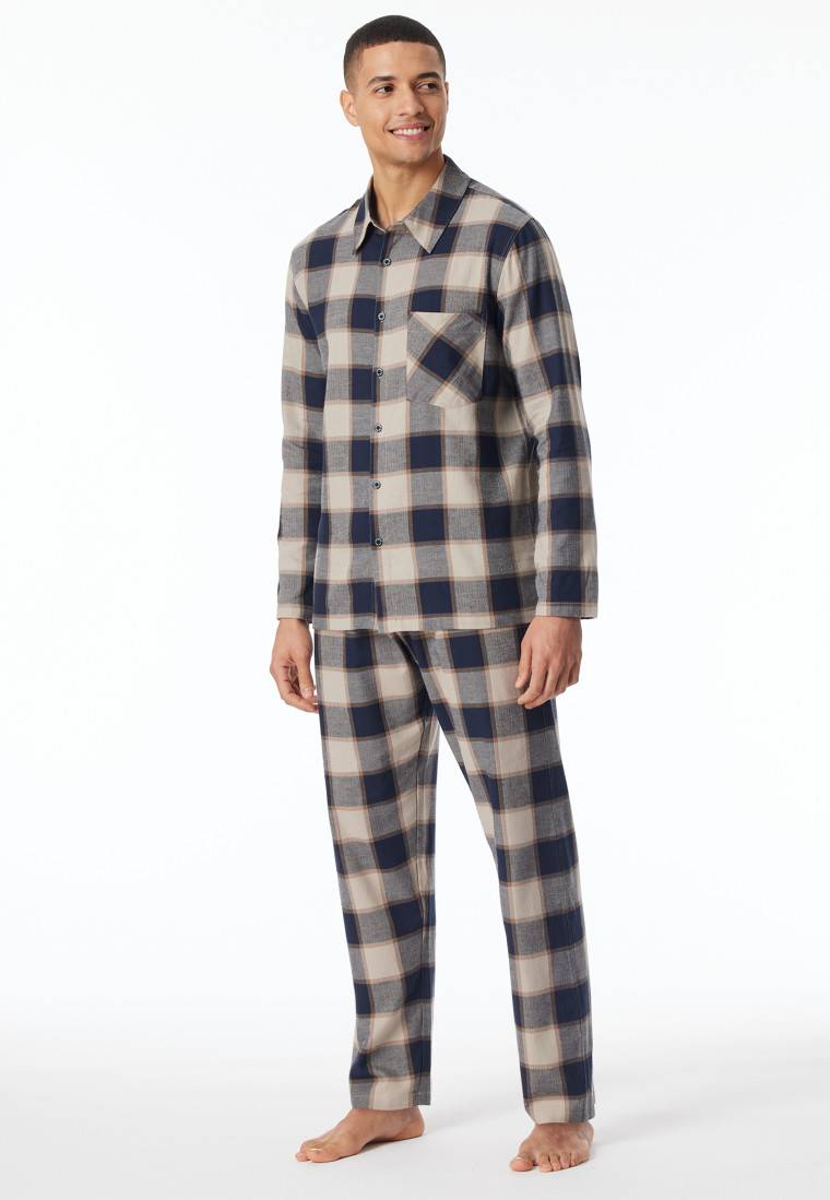 Schiesser Pyjama Webware Flanell natur kariert - Selected Premium Warming Große Rabatte