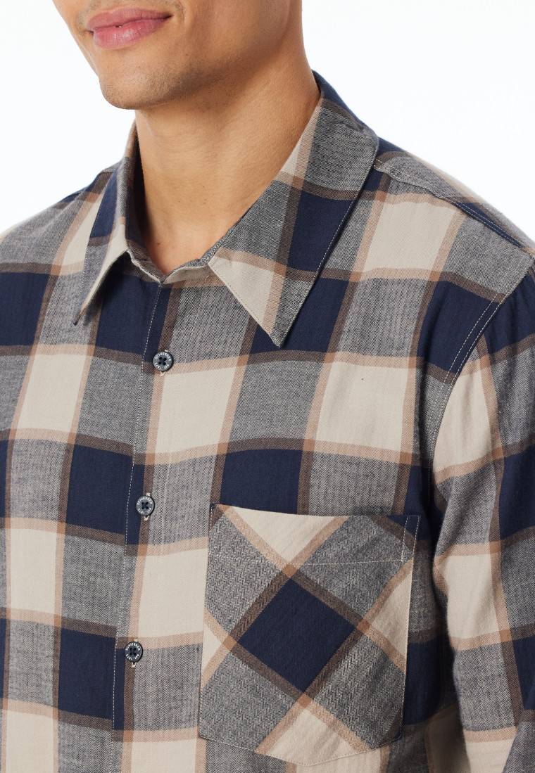 Schiesser Pyjama Webware Flanell natur kariert - Selected Premium Warming Große Rabatte