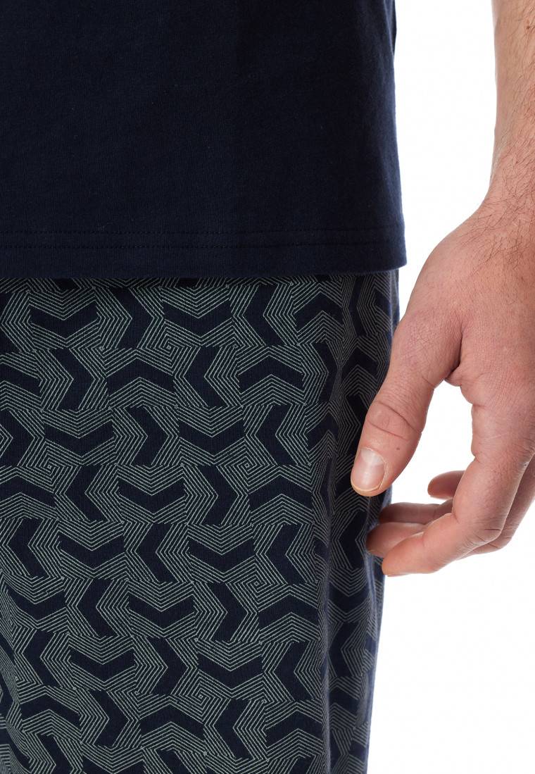 Schiesser Schlafanzug kurz nachtblau gemustert - Casual Essentials Saisonale Angebote