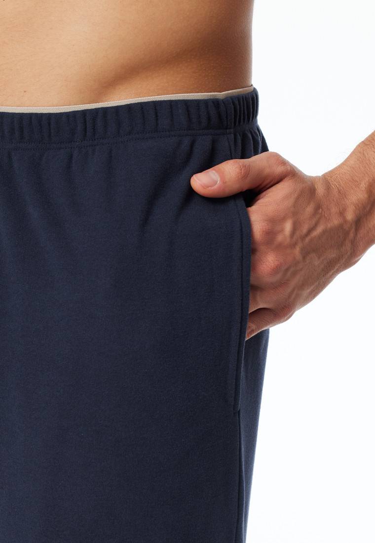 Schiesser Schlafanzug lang Interlock nachtblau - Selected Premium Warming Räumungsverkauf