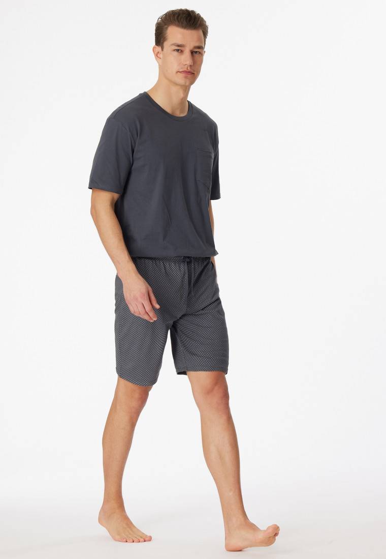 Schiesser Schlafanzug kurz Jersey grau - Ebony