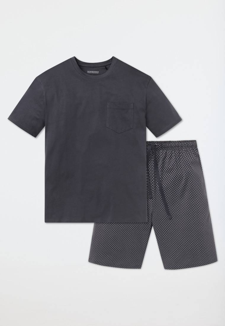 Schiesser Schlafanzug kurz Jersey grau - Ebony Kauf eins, bekomm eins gratis