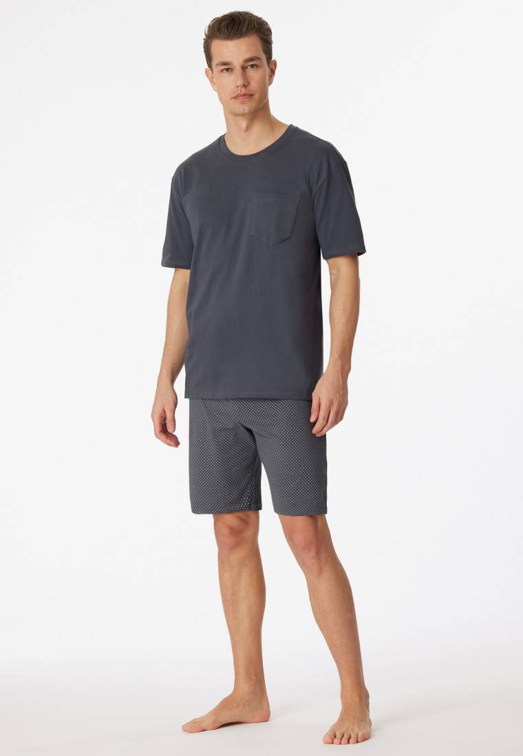 Schiesser Schlafanzug kurz Jersey grau - Ebony Kauf eins, bekomm eins gratis