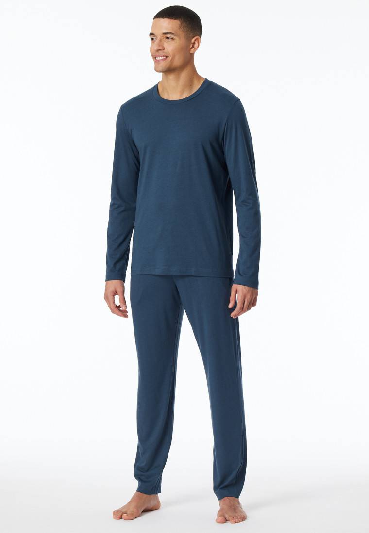 Schiesser Schlafanzug lang dunkelblau - Modern Nightwear Riesige Ersparnisse