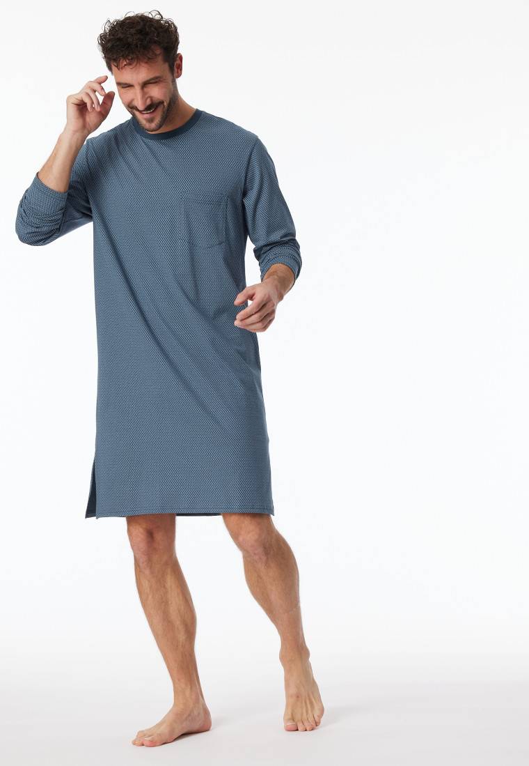 Schiesser Nachthemd langarm blaugrau - Comfort Essentials Wochenangebot