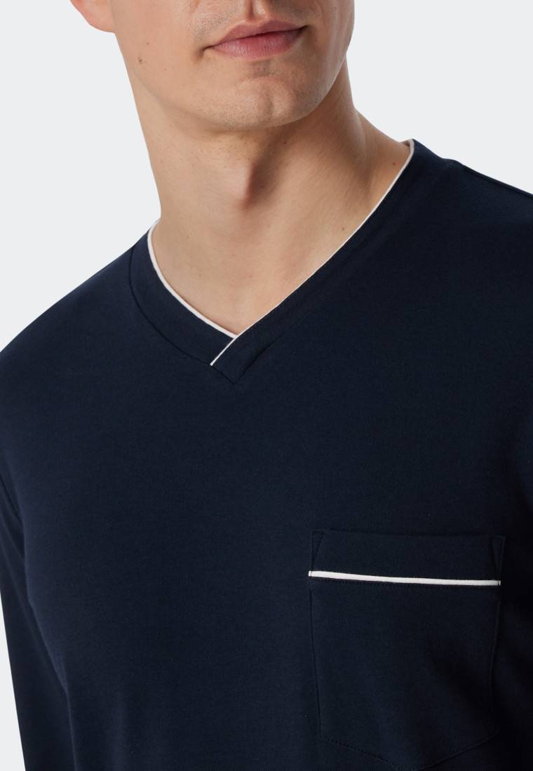Schiesser Nachthemd langarm Interlock dunkelblau - Fine Interlock Begrenzte Freigabe