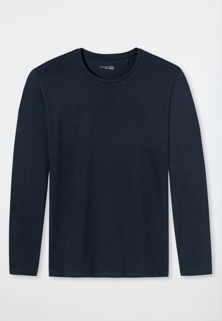 Schiesser Shirt langarm Jersey rundhals dunkelblau - Mix+Relax Letzte 3 Tage