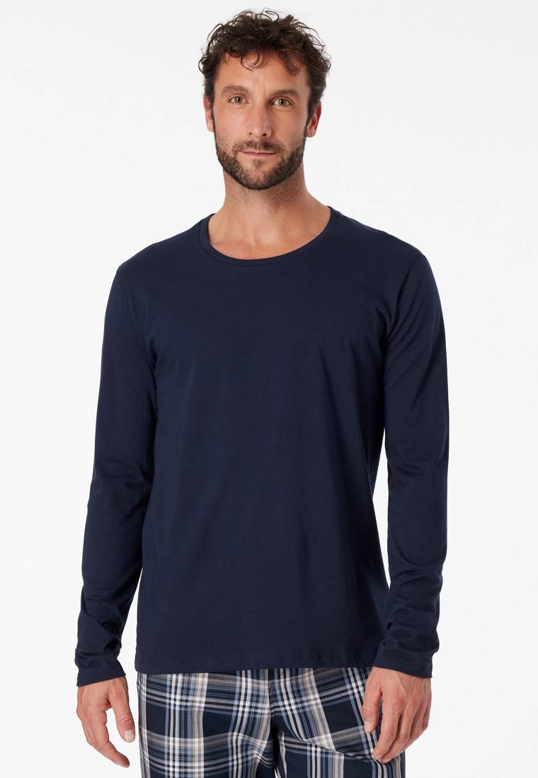 Schiesser Shirt langarm Jersey rundhals dunkelblau - Mix+Relax Letzte 3 Tage