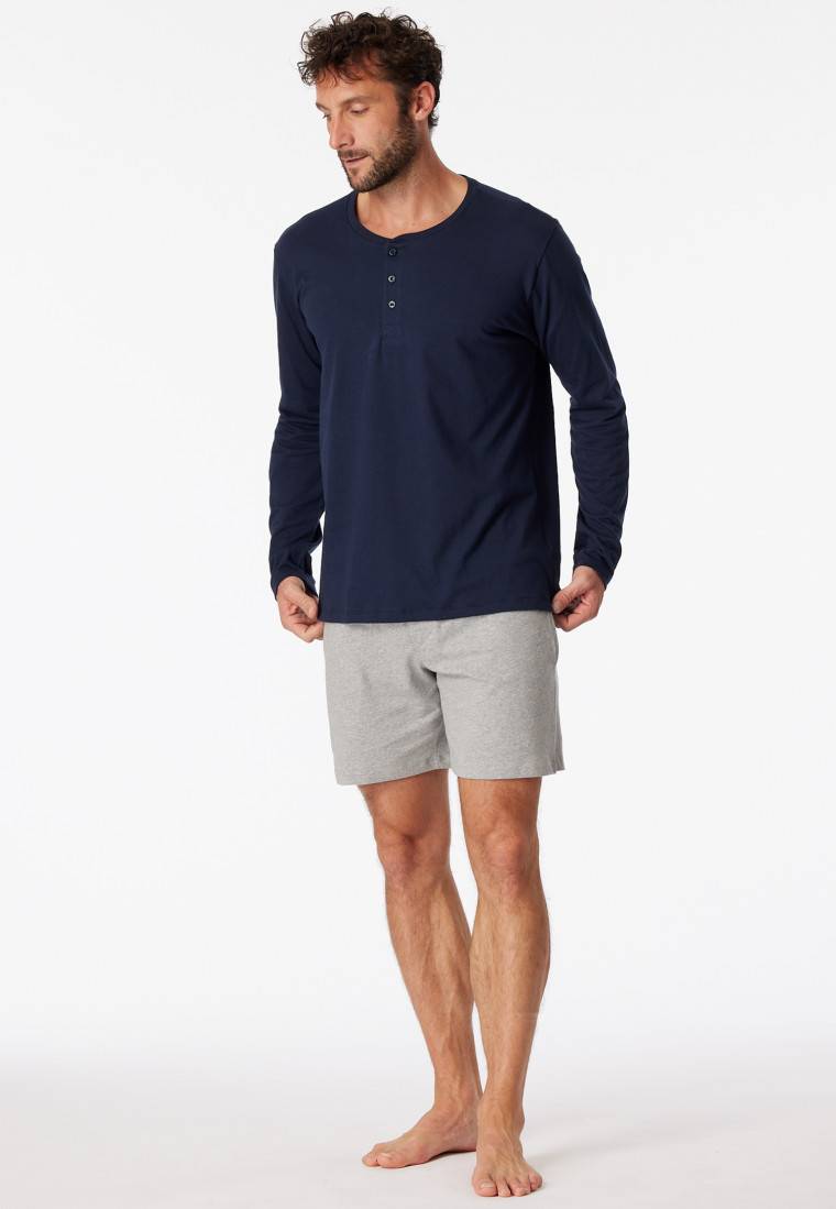 Schiesser Shirt langarm Jersey Knopfleiste dunkelblau - Mix+Relax JETZT KAUFEN