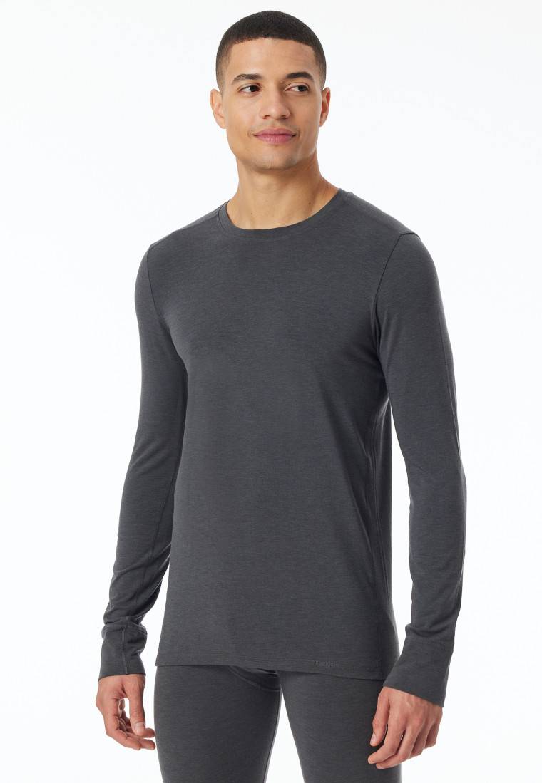 Schiesser Shirt langarm wärmend dunkelgrau meliert - Casual Warming Neueste Stile