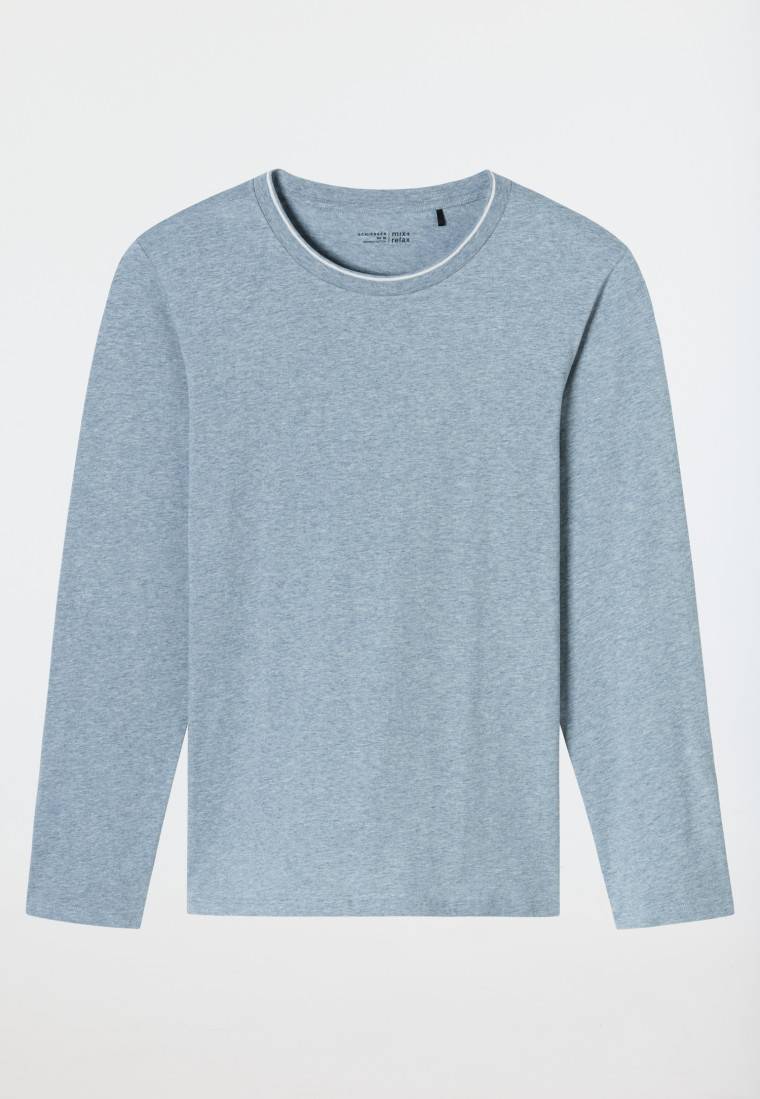 Schiesser Shirt langarm jeansblau meliert - Mix+Relax Bis zu 60% Rabatt
