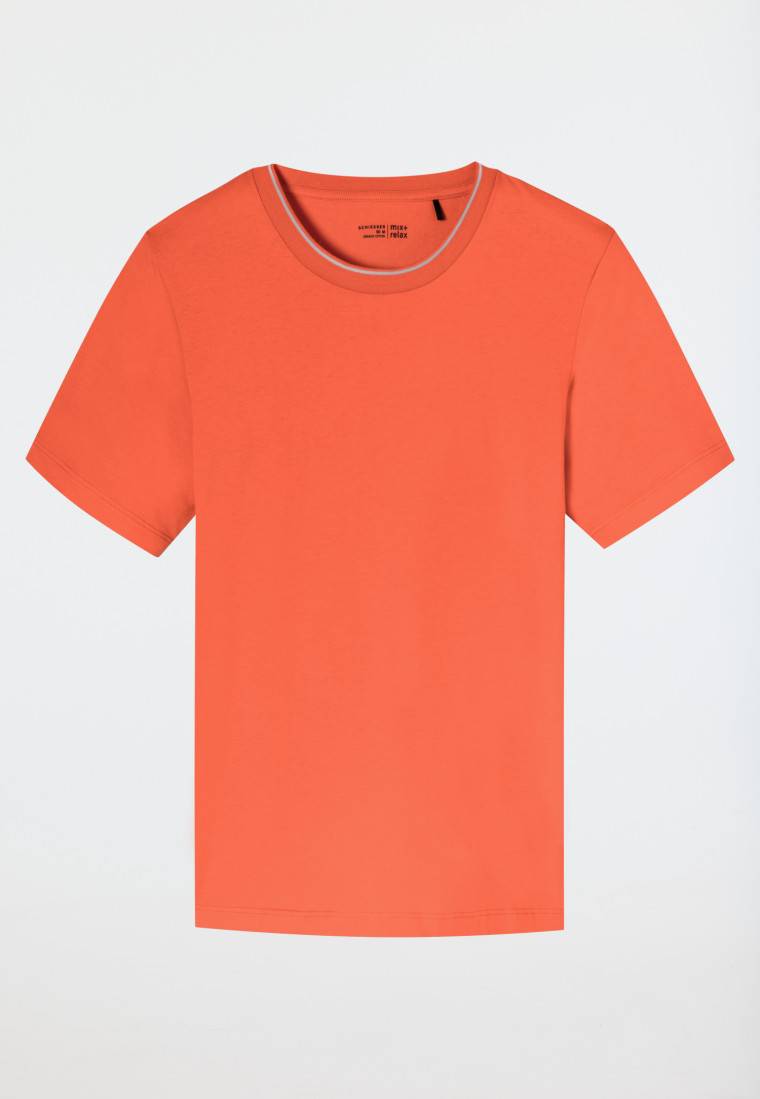 Schiesser Shirt kurzarm Organic Cotton Streifen orange - Mix+Relax Sonderangebot der Fabrik