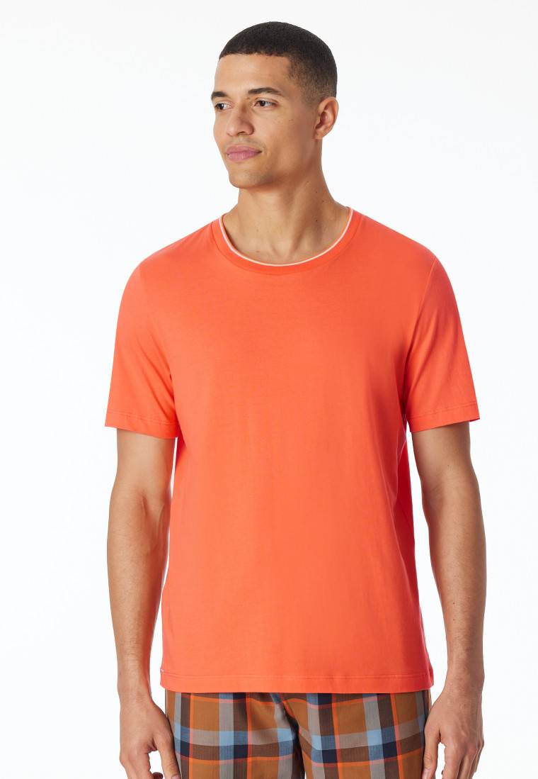 Schiesser Shirt kurzarm Organic Cotton Streifen orange - Mix+Relax Sonderangebot der Fabrik