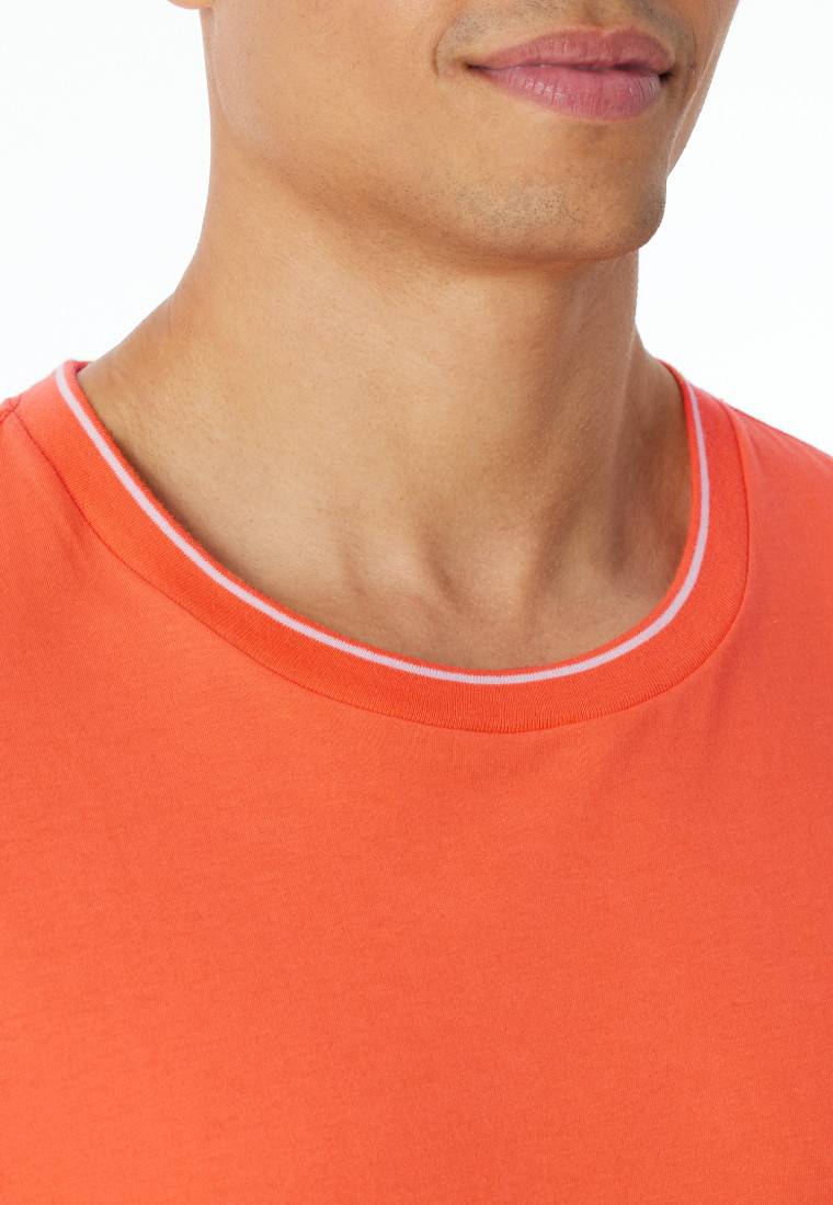 Schiesser Shirt kurzarm Organic Cotton Streifen orange - Mix+Relax Sonderangebot der Fabrik