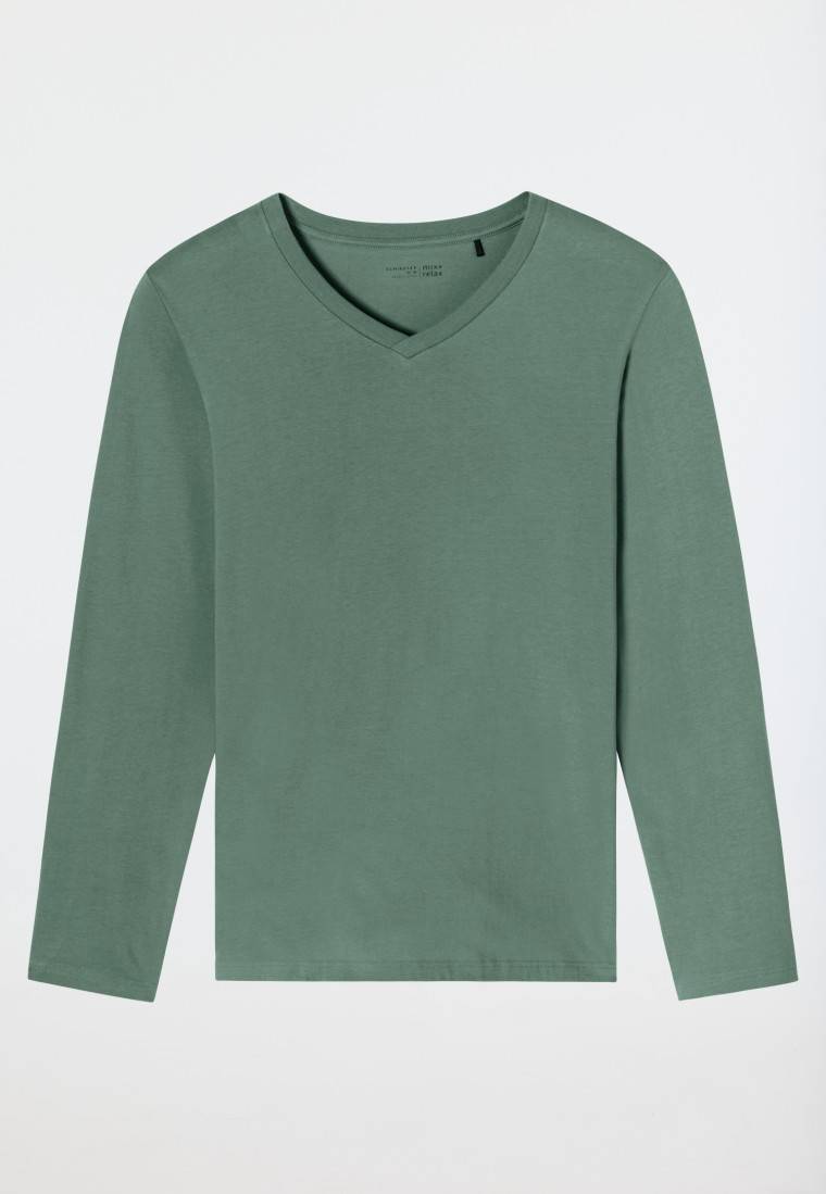 Schiesser Shirt langarm V-Ausschnitt grün - Mix+Relax Bis zu 55% Rabatt