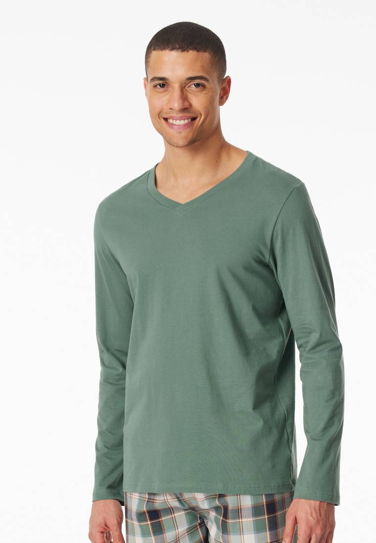 Schiesser Shirt langarm V-Ausschnitt grün - Mix+Relax Bis zu 55% Rabatt