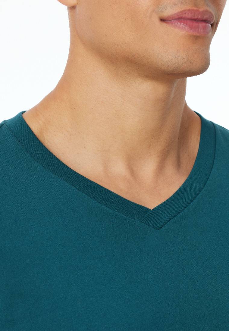 Schiesser Shirt langarm V-Ausschnitt petrol - Mix+Relax Super Rabatt