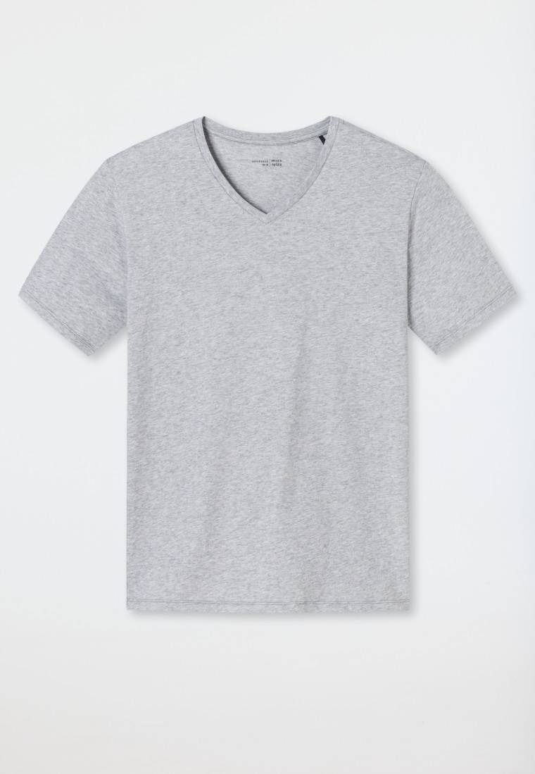 Schiesser Shirt kurzarm V-Ausschnitt grau-meliert - Mix+Relax Riesige Rabatte