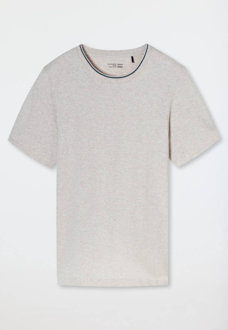 Schiesser Shirt kurzarm Organic Cotton Streifen beige-meliert - Mix+Relax 50% Rabatt mit kostenlosem Versand
