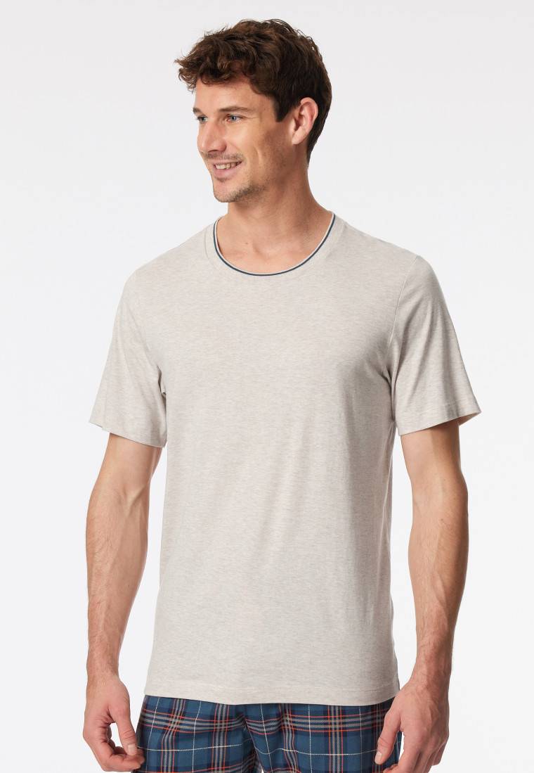 Schiesser Shirt kurzarm Organic Cotton Streifen beige-meliert - Mix+Relax 50% Rabatt mit kostenlosem Versand