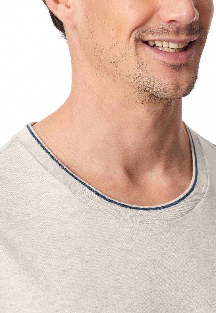Schiesser Shirt kurzarm Organic Cotton Streifen beige-meliert - Mix+Relax 50% Rabatt mit kostenlosem Versand