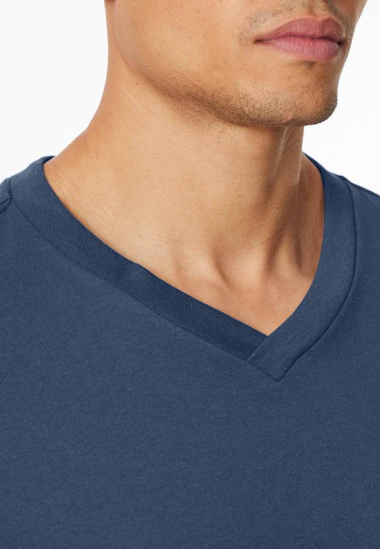 Schiesser Shirt langarm V-Ausschnitt royal - Mix+Relax Fabrikladen