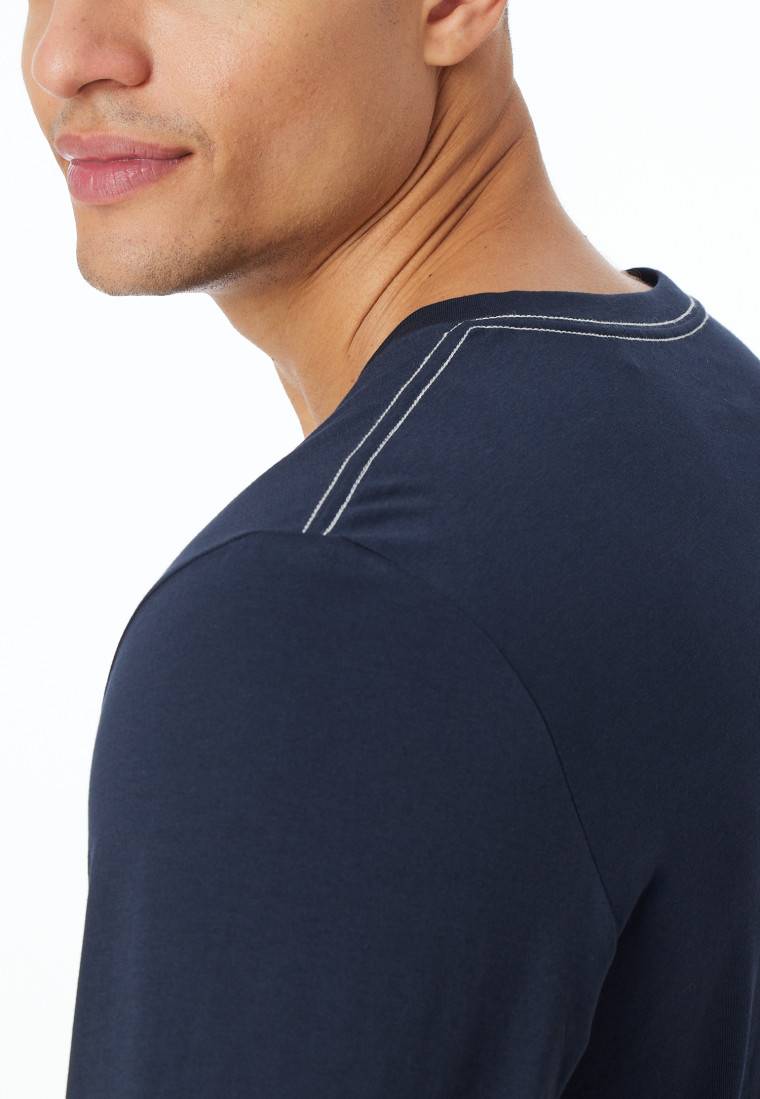 Schiesser Shirt langarm V-Ausschnitt nachtblau - Mix+Relax Begrenzt auf 3 Tage