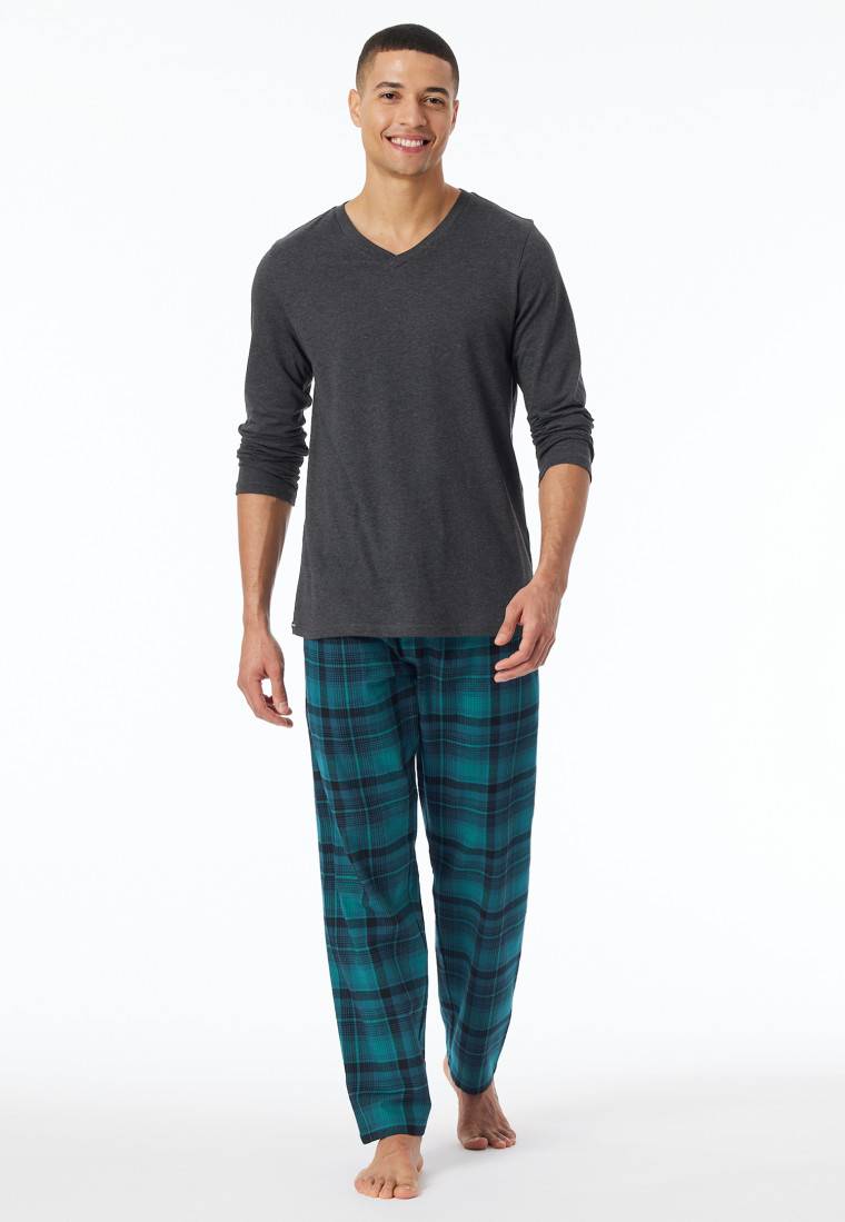 Schiesser Shirt langarm V-Ausschnitt dunkelgrau-meliert - Mix+Relax Speichern exportieren