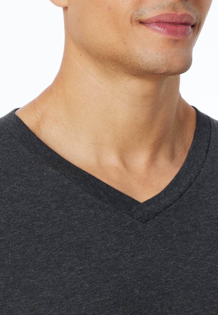 Schiesser Shirt langarm V-Ausschnitt dunkelgrau-meliert - Mix+Relax Speichern exportieren