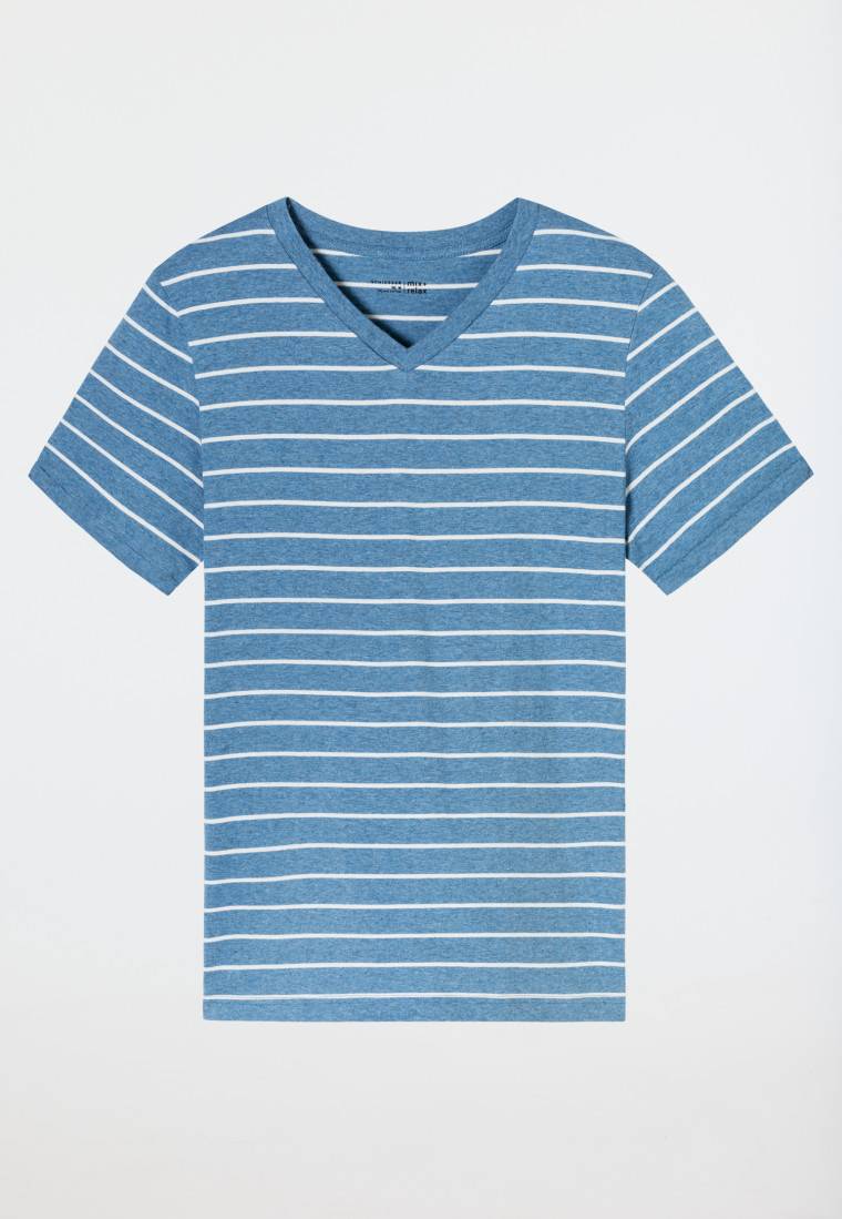Schiesser Shirt kurzarm Streifen blau-meliert - Mix+Relax Black Friday Preise