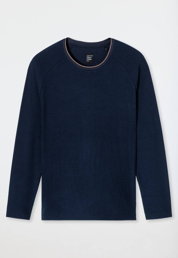 Schiesser Shirt langarm Doppelripp nachtblau - Mix+Relax Rabatte dieses Monats