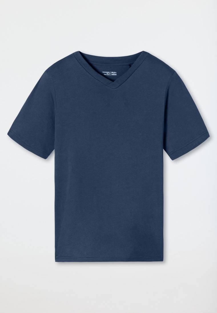 Schiesser Shirt kurz arm V-Ausschnitt royal - Mix+Relax 2025