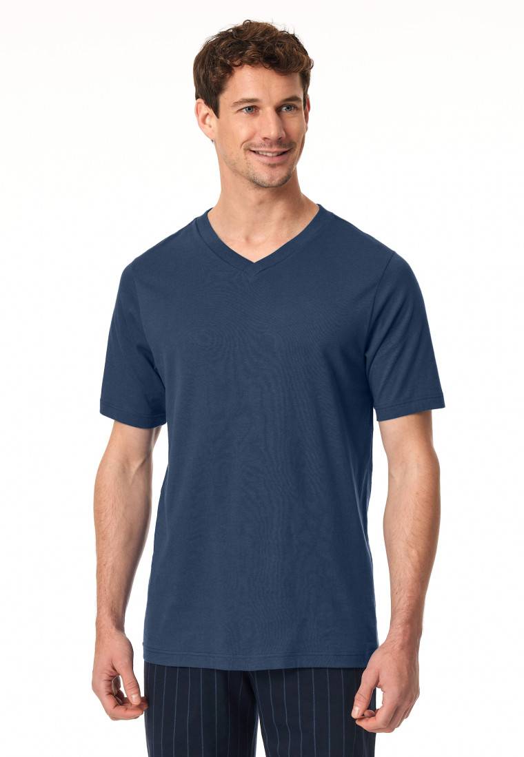 Schiesser Shirt kurz arm V-Ausschnitt royal - Mix+Relax 2025