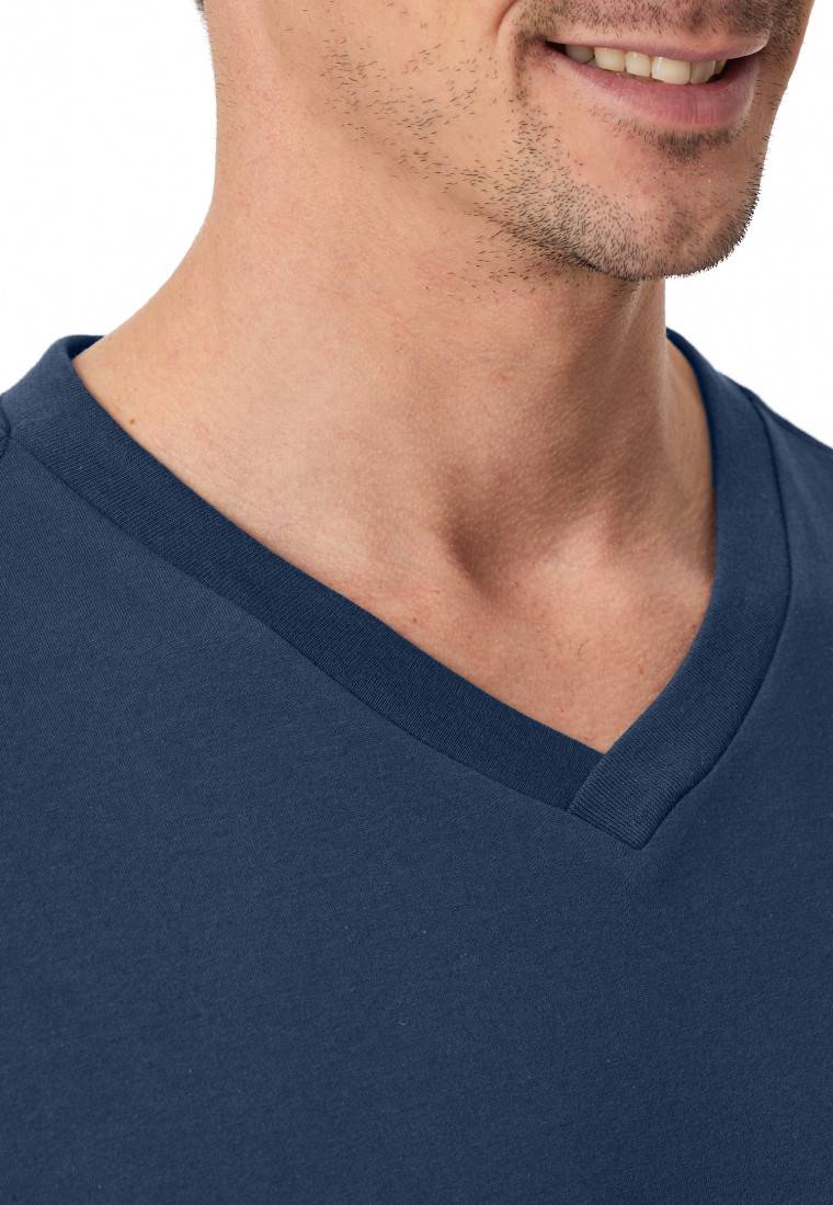 Schiesser Shirt kurz arm V-Ausschnitt royal - Mix+Relax 2025