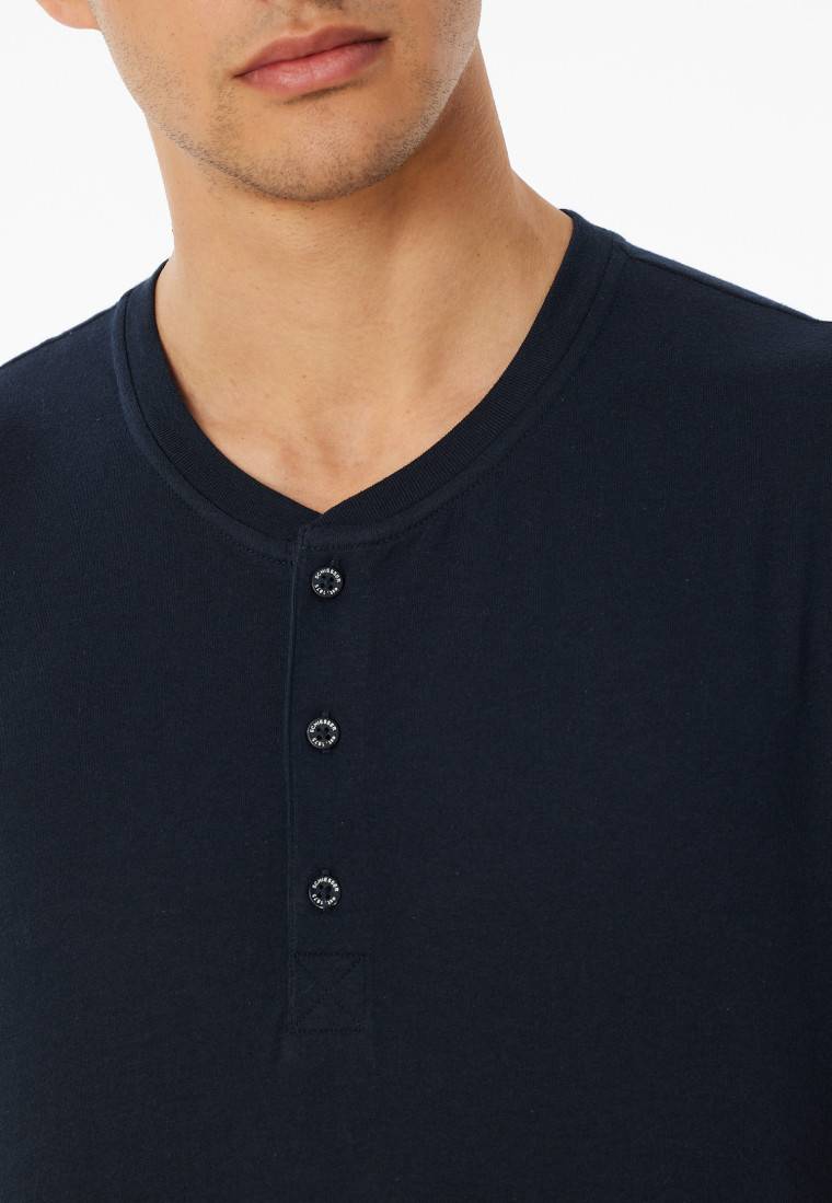Schiesser Shirt kurzarm Knopfleiste nachtblau - Mix+Relax Online