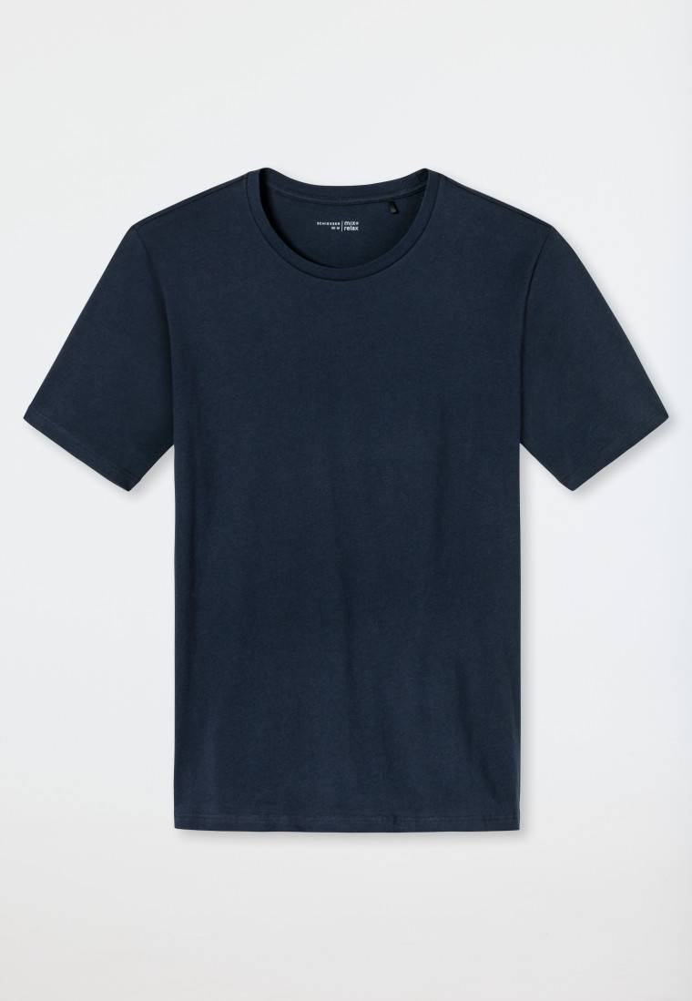 Schiesser Shirt kurzarm Jersey rundhals dunkelblau - Mix+Relax Outlet