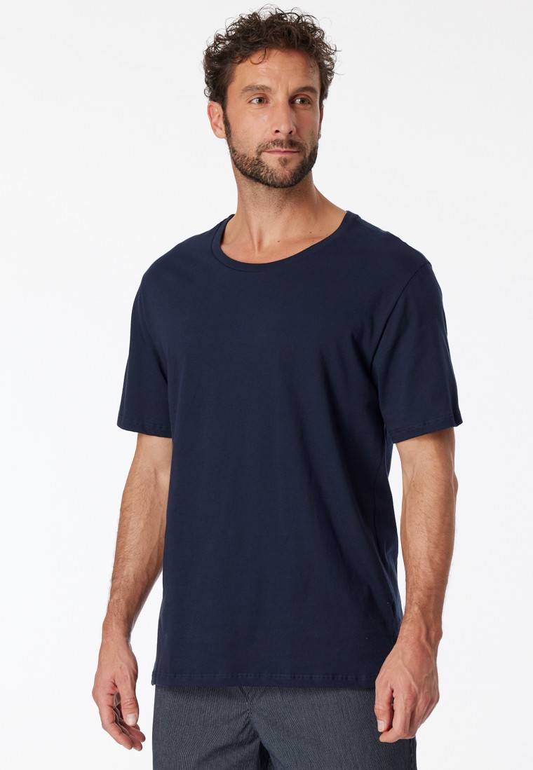 Schiesser Shirt kurzarm Jersey rundhals dunkelblau - Mix+Relax Outlet