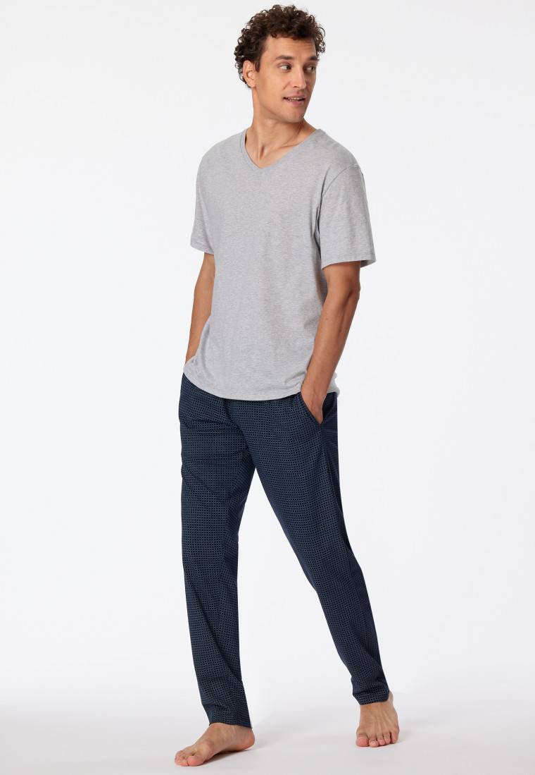Schiesser Loungehose lang Jersey dunkelblau-gemustert - Mix+Relax